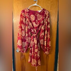 Flying Tomato Red and Cream Floral Dress